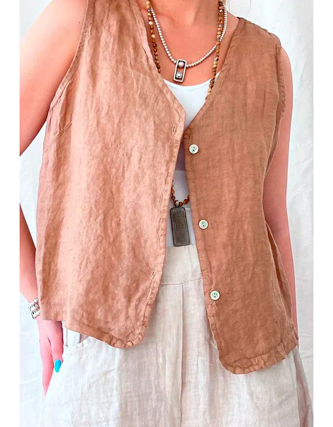 Jessie Linen Vest Caramel