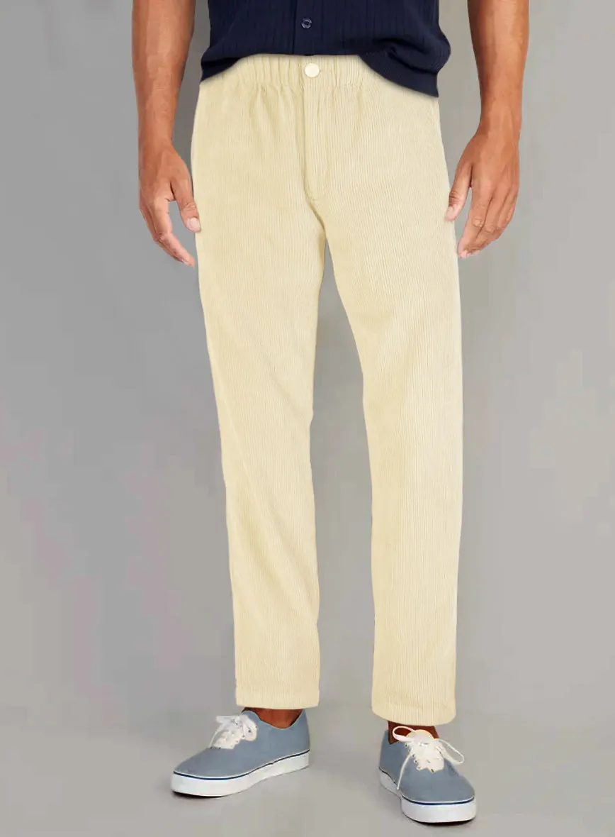 Light Beige Stretch Pin Corduroy Easy Pants