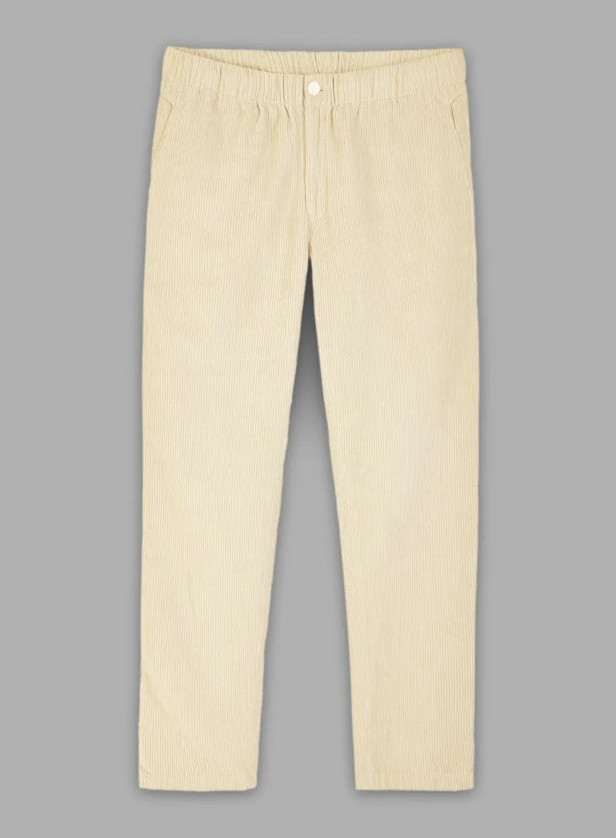 Light Beige Stretch Pin Corduroy Easy Pants