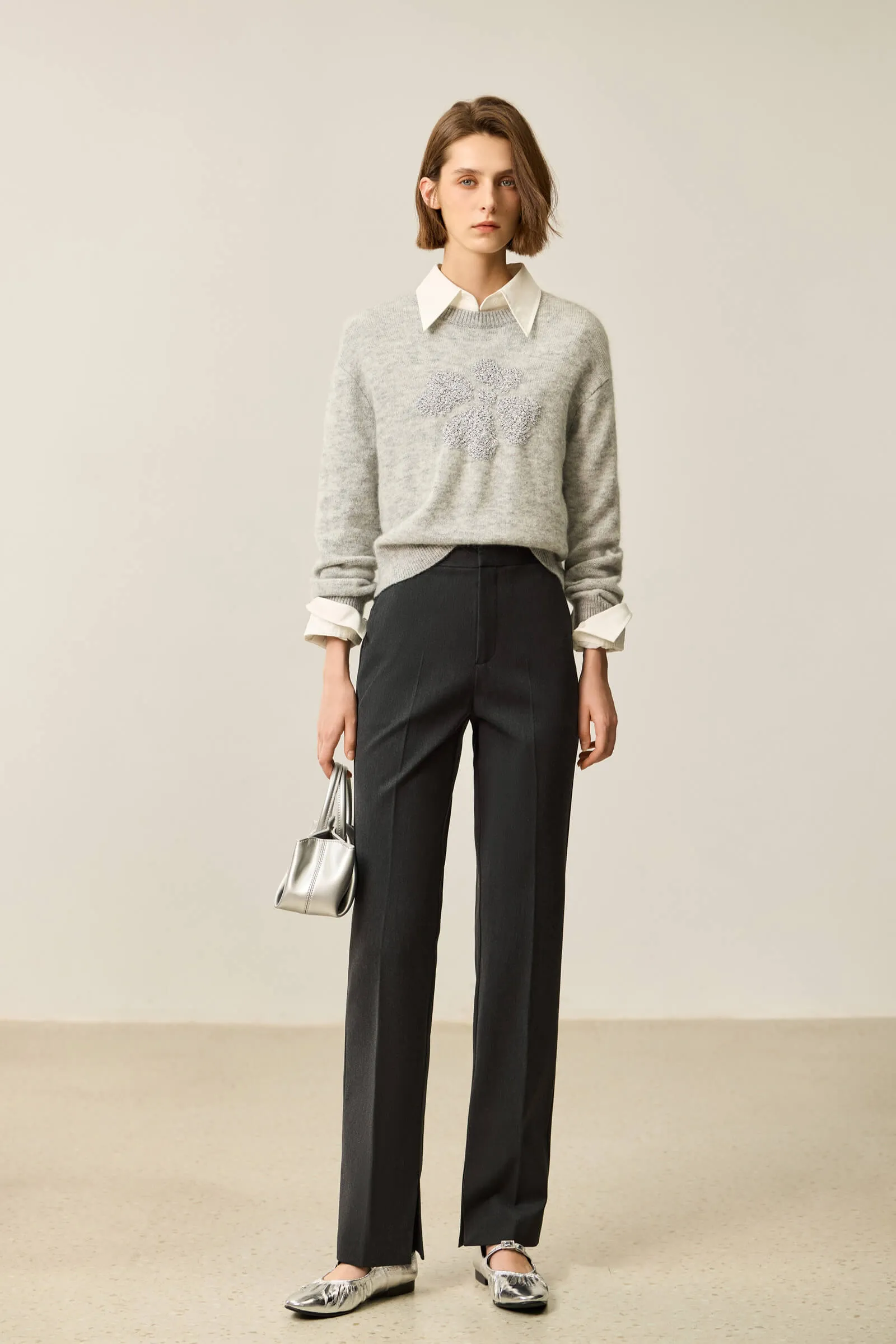 LILY Fleece-Lined High-Waist Black Straight Pants