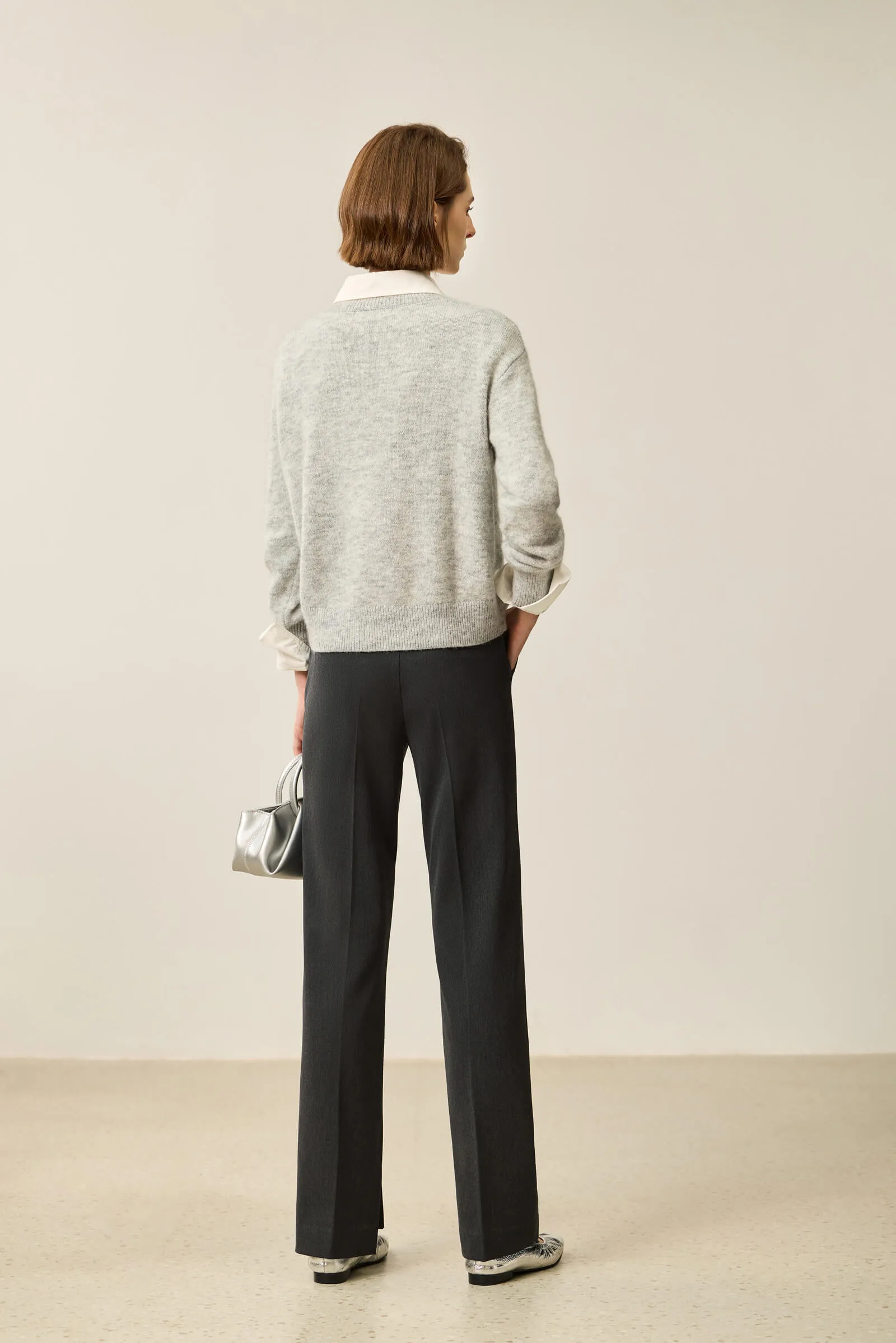 LILY Fleece-Lined High-Waist Black Straight Pants