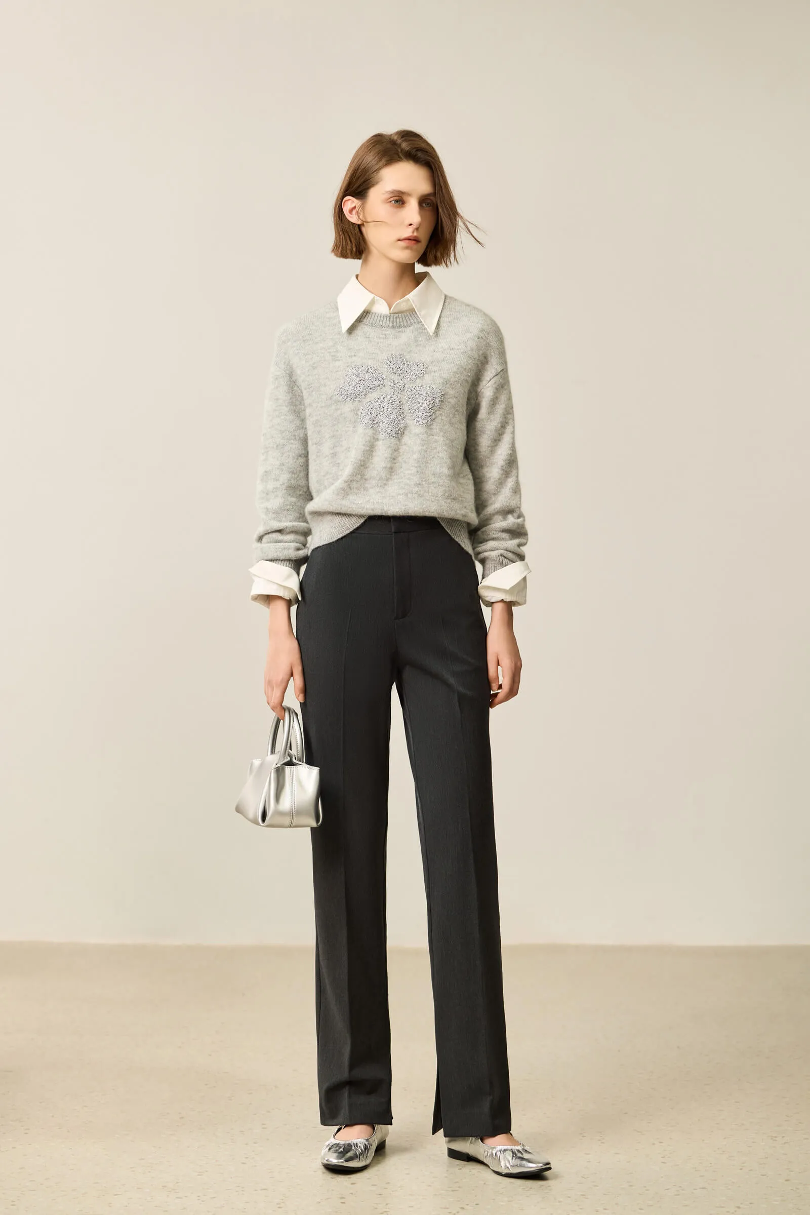 LILY Fleece-Lined High-Waist Black Straight Pants