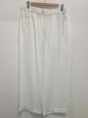 Linen 7/8 Wide Leg Pant - White