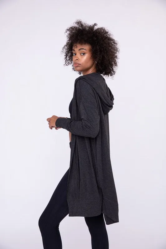 Longline Hooded Cardigan w/ Pockets