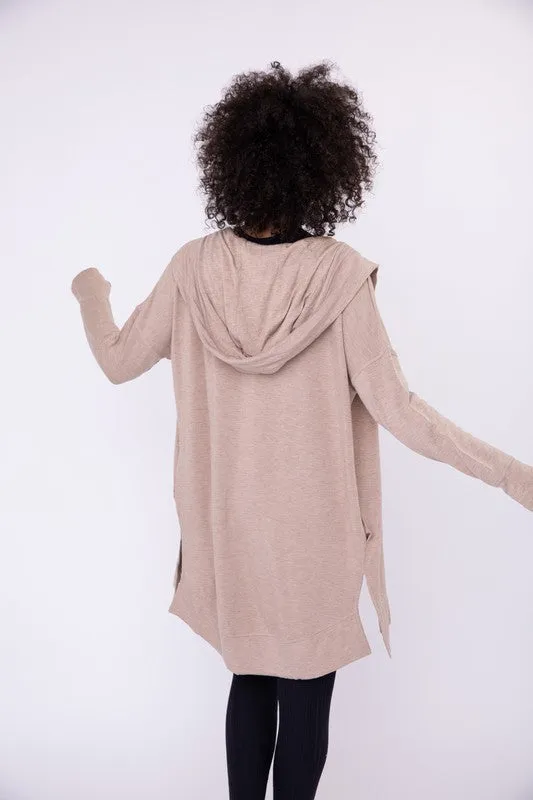 Longline Hooded Cardigan w/ Pockets