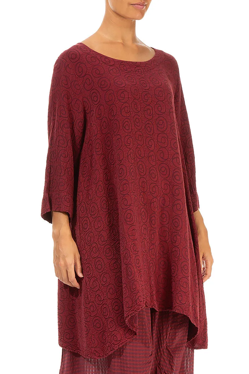 Loose Dark Red Silk Cotton Tunic