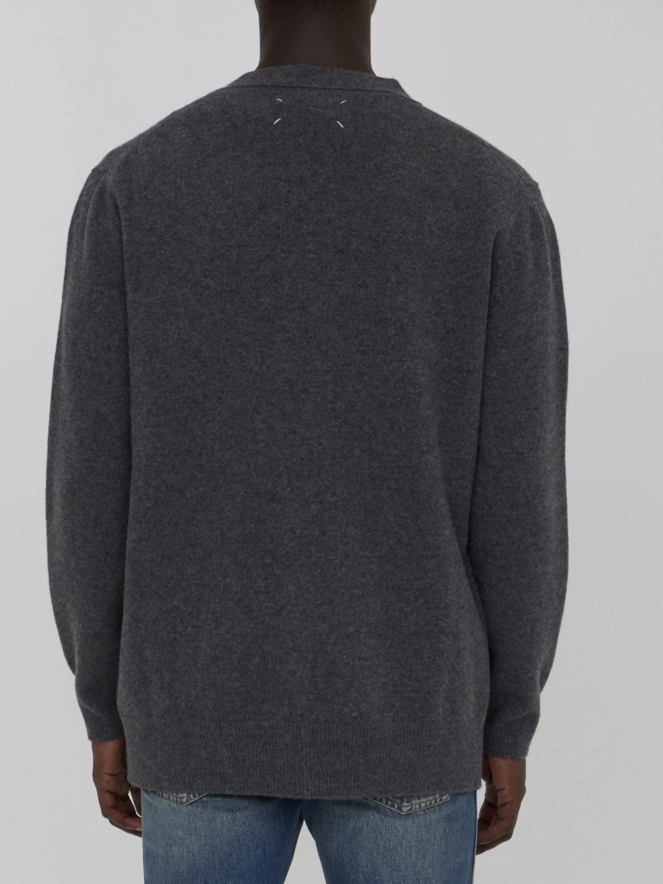 Maison Margiela Gray Y-Neck Cardigan