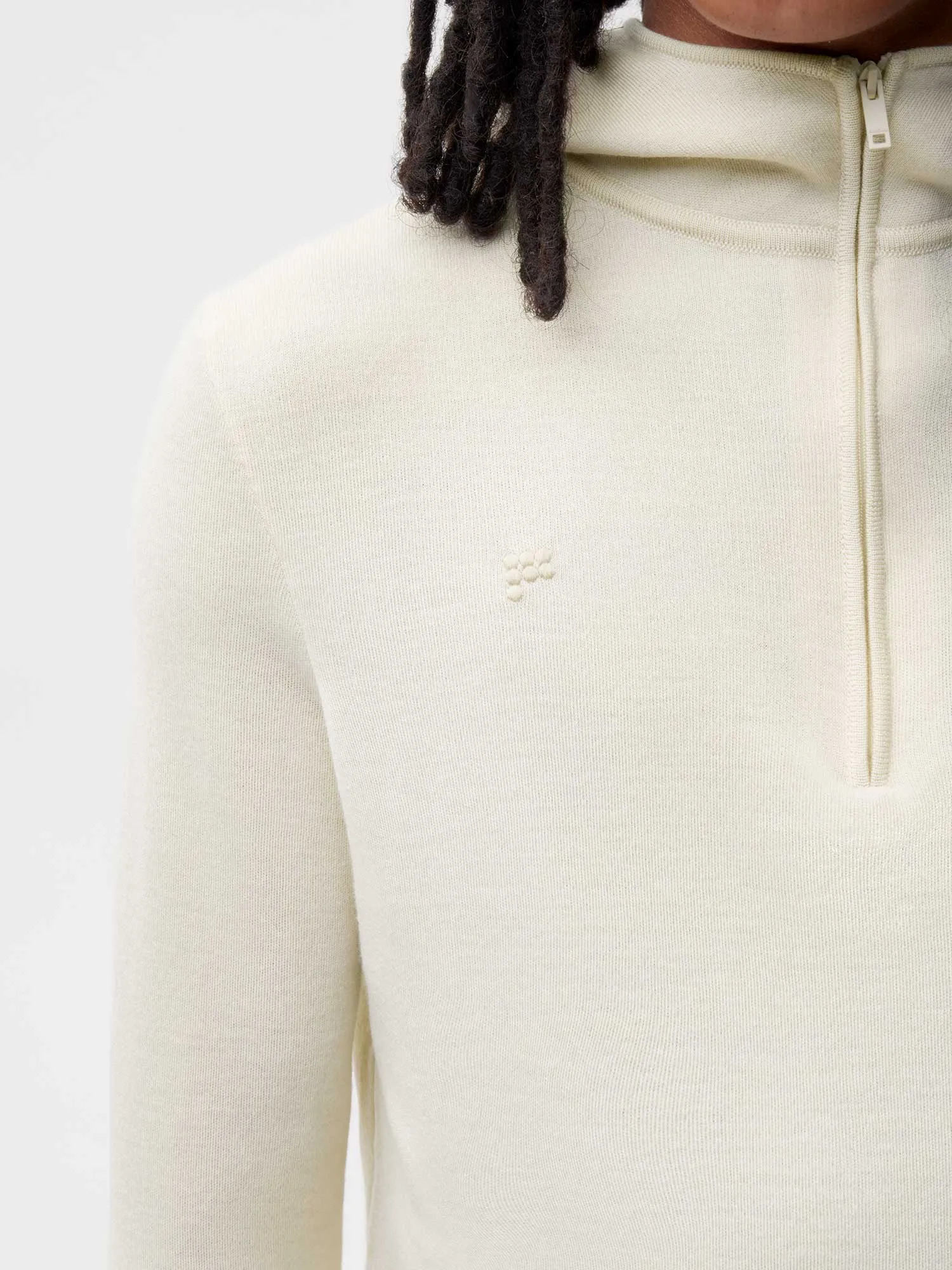 Merino Wool Half Zip Hoodie—elderflower