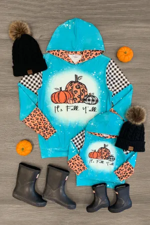 Mom & Me - "It's Fall Y'all" Blue Pumpkin Hoodie