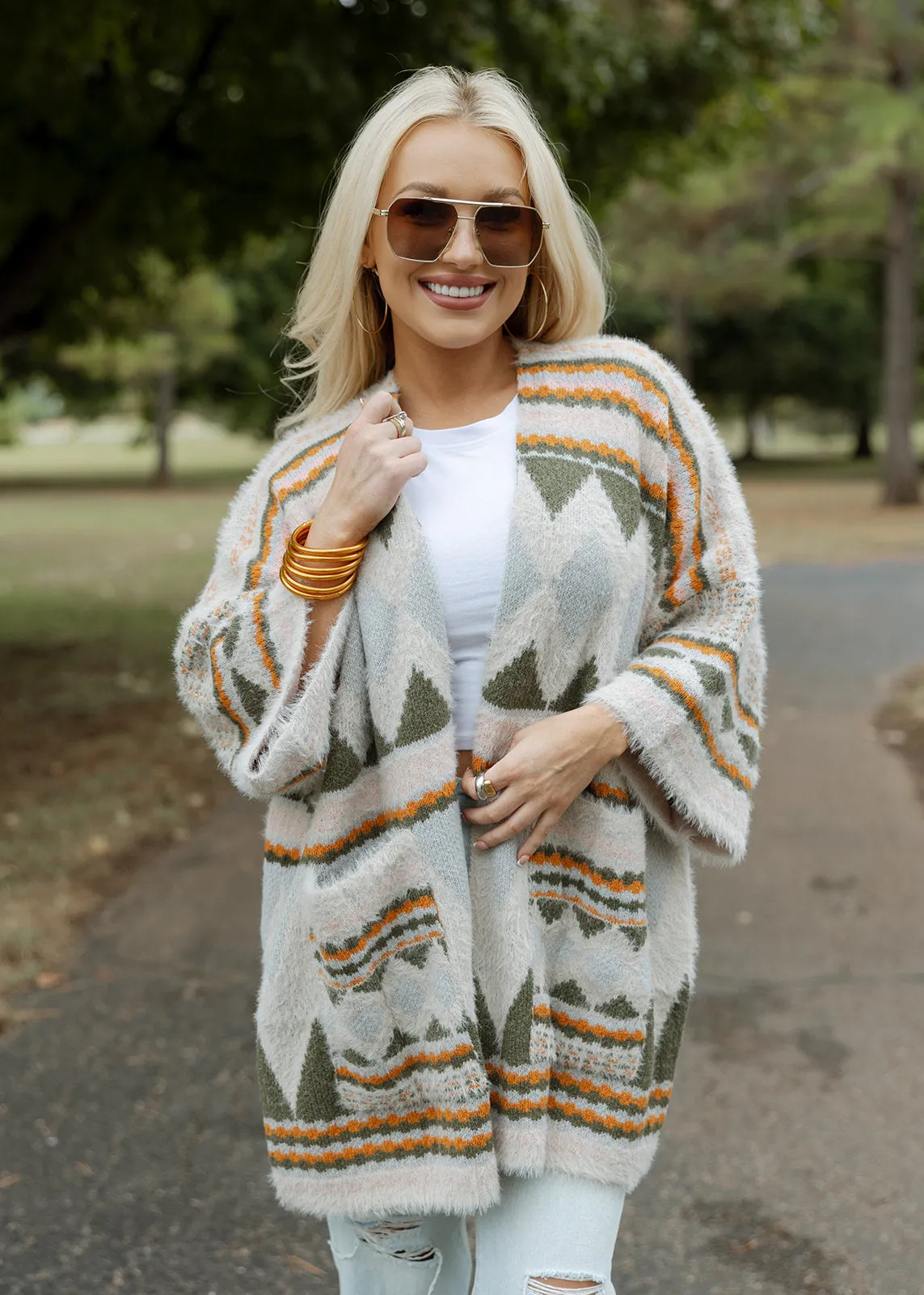 Morning Skies Rustic Geometric Cardigan