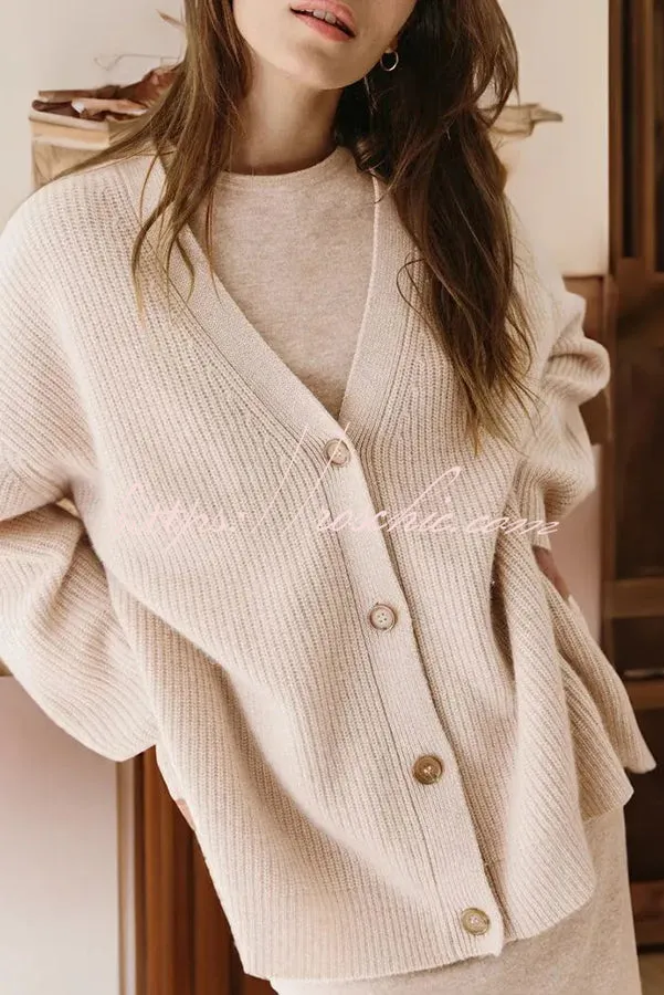 Mountain View Knit Ribbed Button Relaxed Cardigan