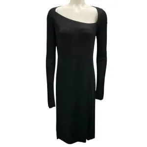 Narciso Rodriguez Black Asymmetric Stretch Jersey Midi Dress