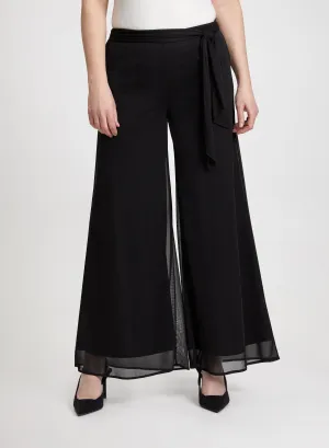 Olivia Mesh Overlay Wide-Leg Pants - Regular