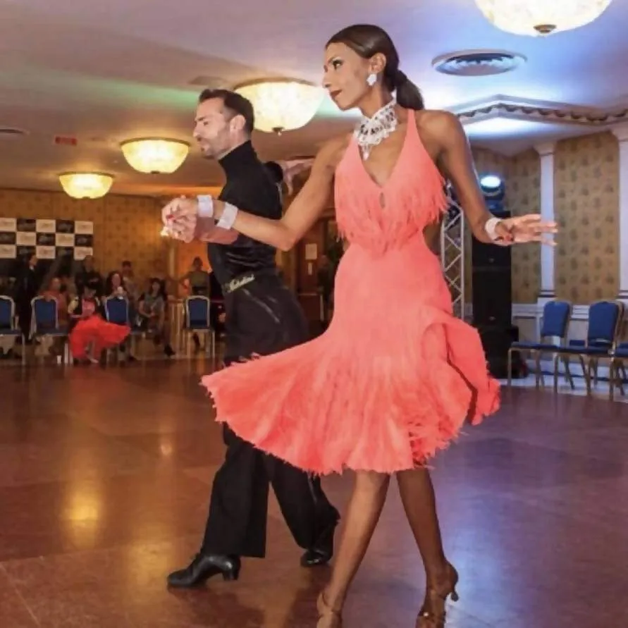 Orange Latin Dress with Fringe