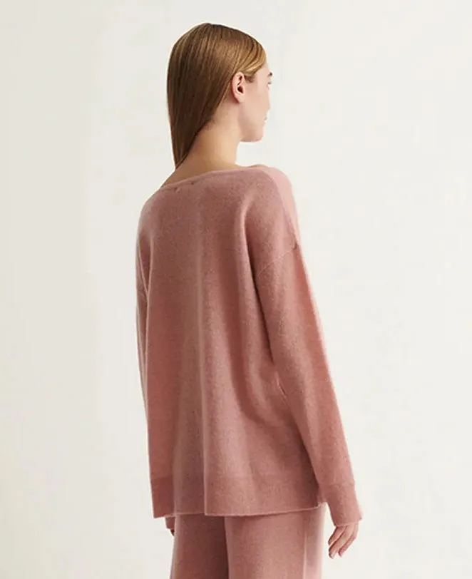 PAULA Cashmere V-Neck Sweater in Rosebloom