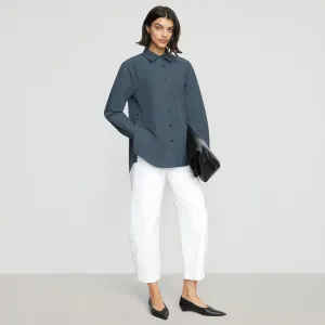 Phoebe Side-Button Tulip-Hem Shirt