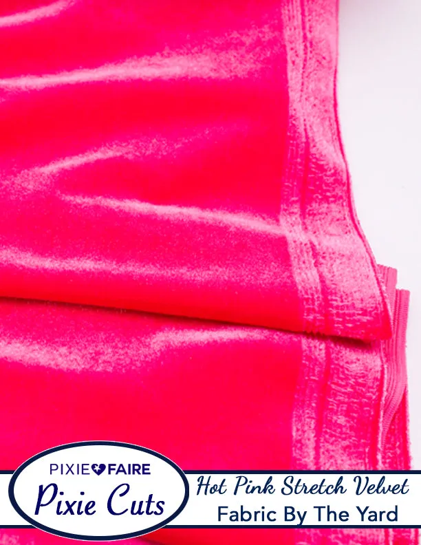 Pixie Cuts Fabric By The Yard - Stretch Velvet Hot Pink 1/2 Yard