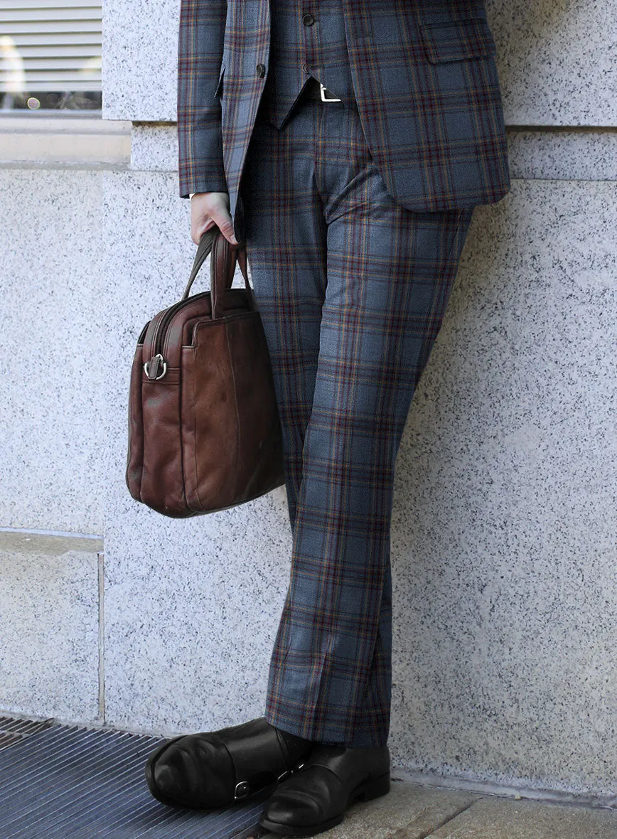 Reda Pale Aqua Checks Wool Pants