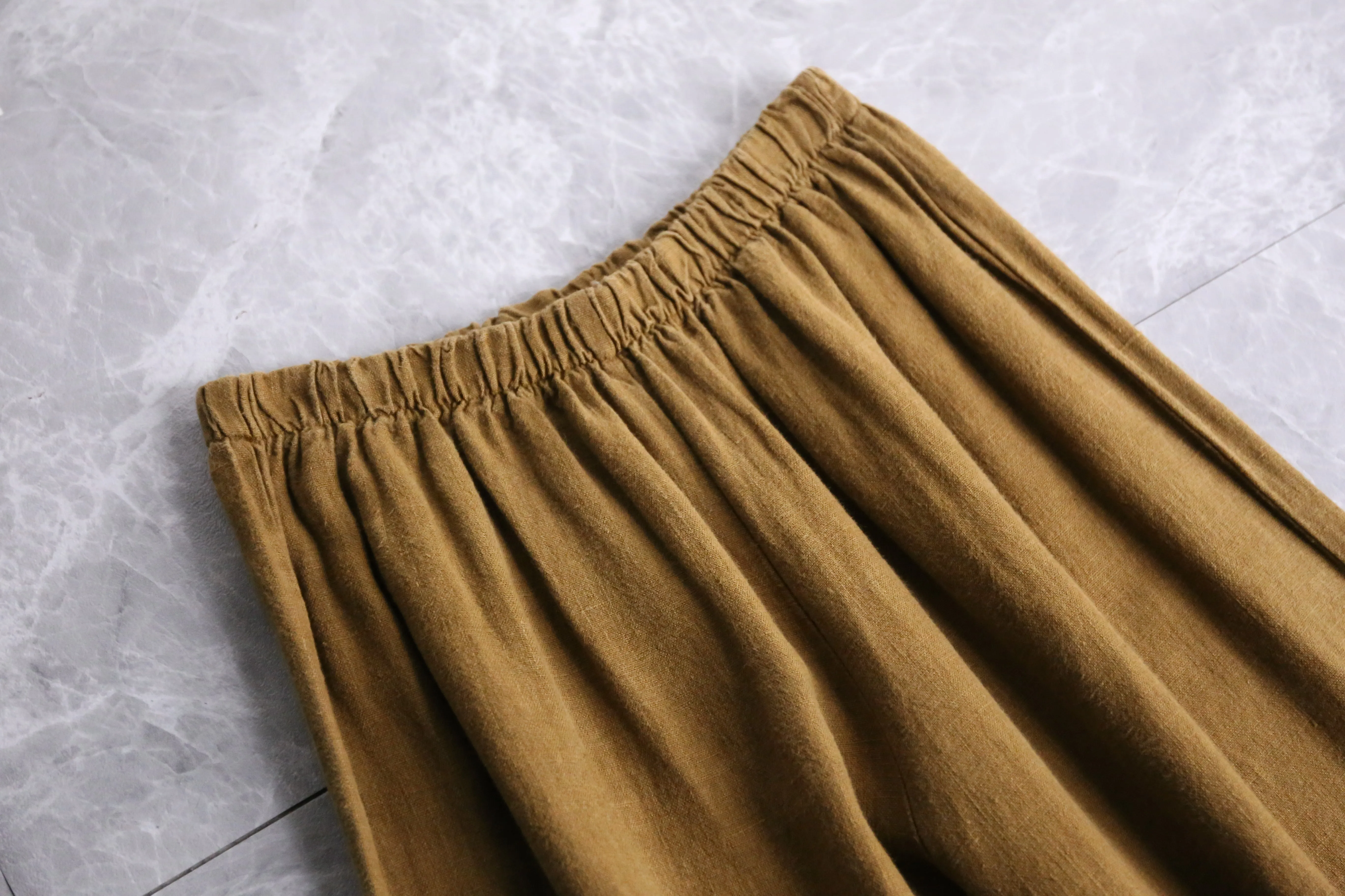 side pocket linen easy gaucho pants