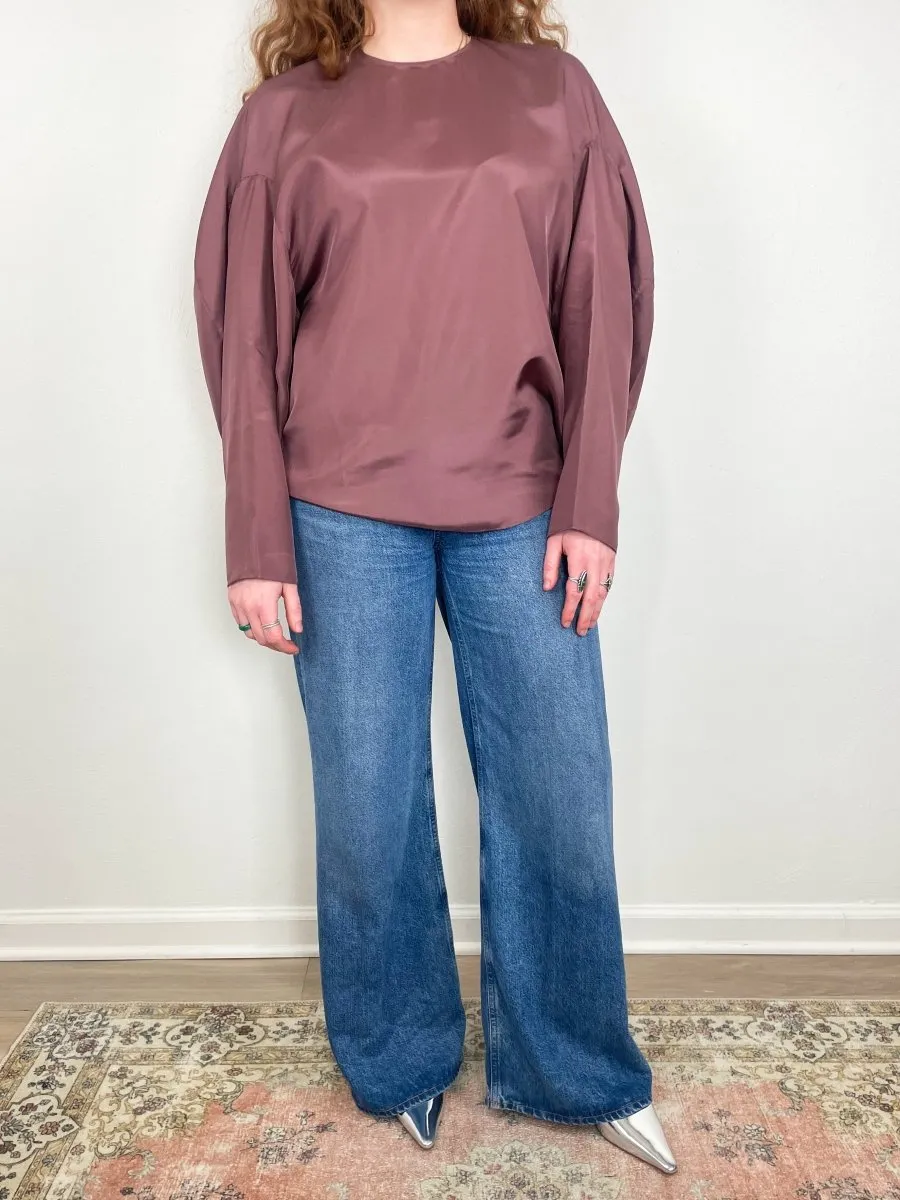 Silk Habutai Circular Top in Cinnamon