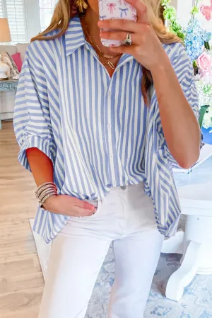 Sky Blue Stripe Oversize Shirt