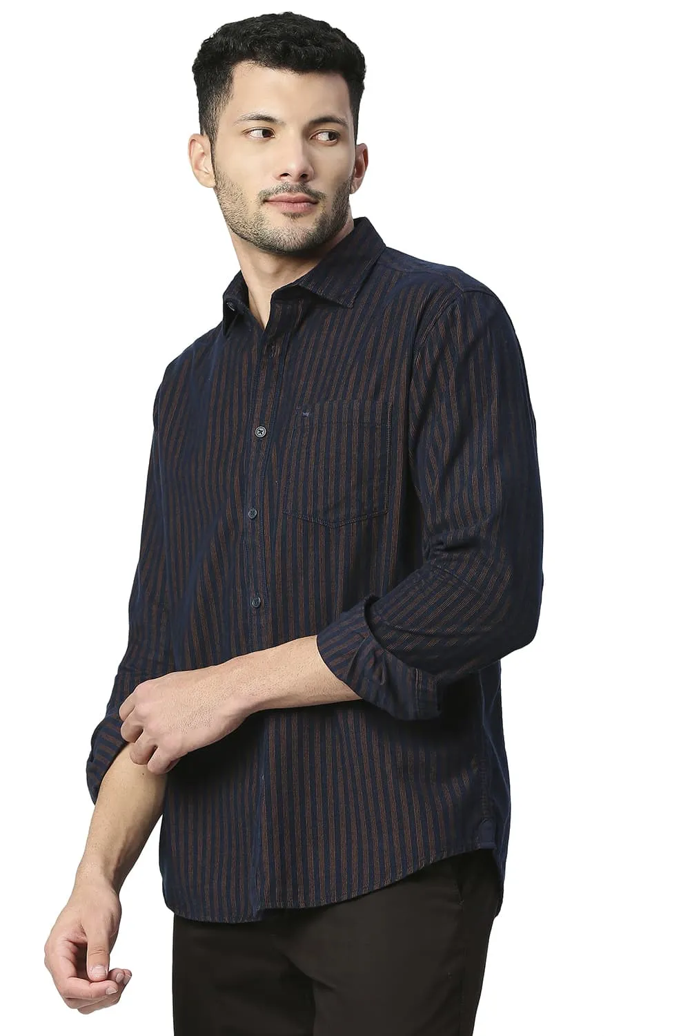 Slim Fit Cotton Corduory Stripe Shirt