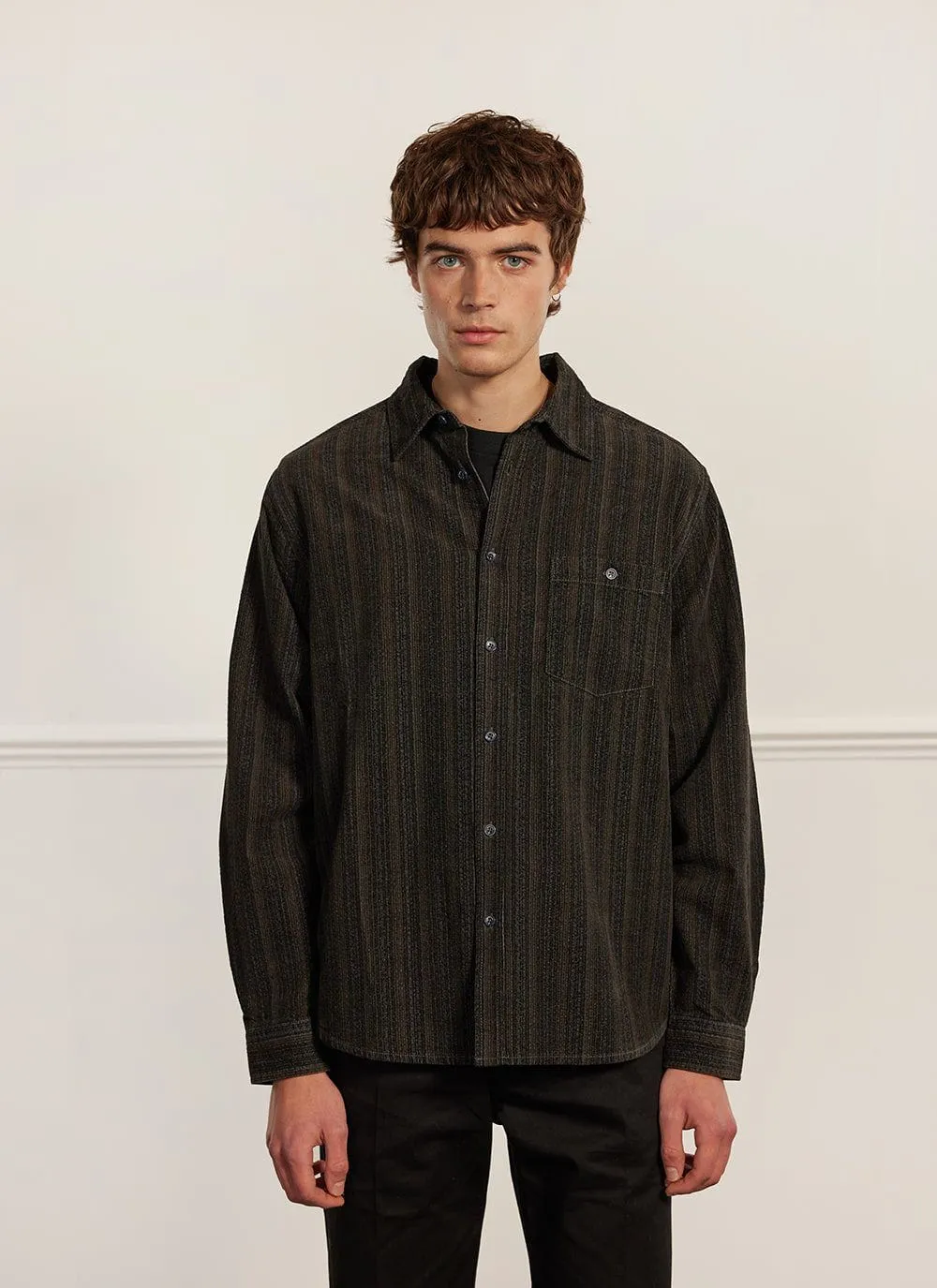 Stripe Pearce Oversized Shirt | Corduroy | Forest