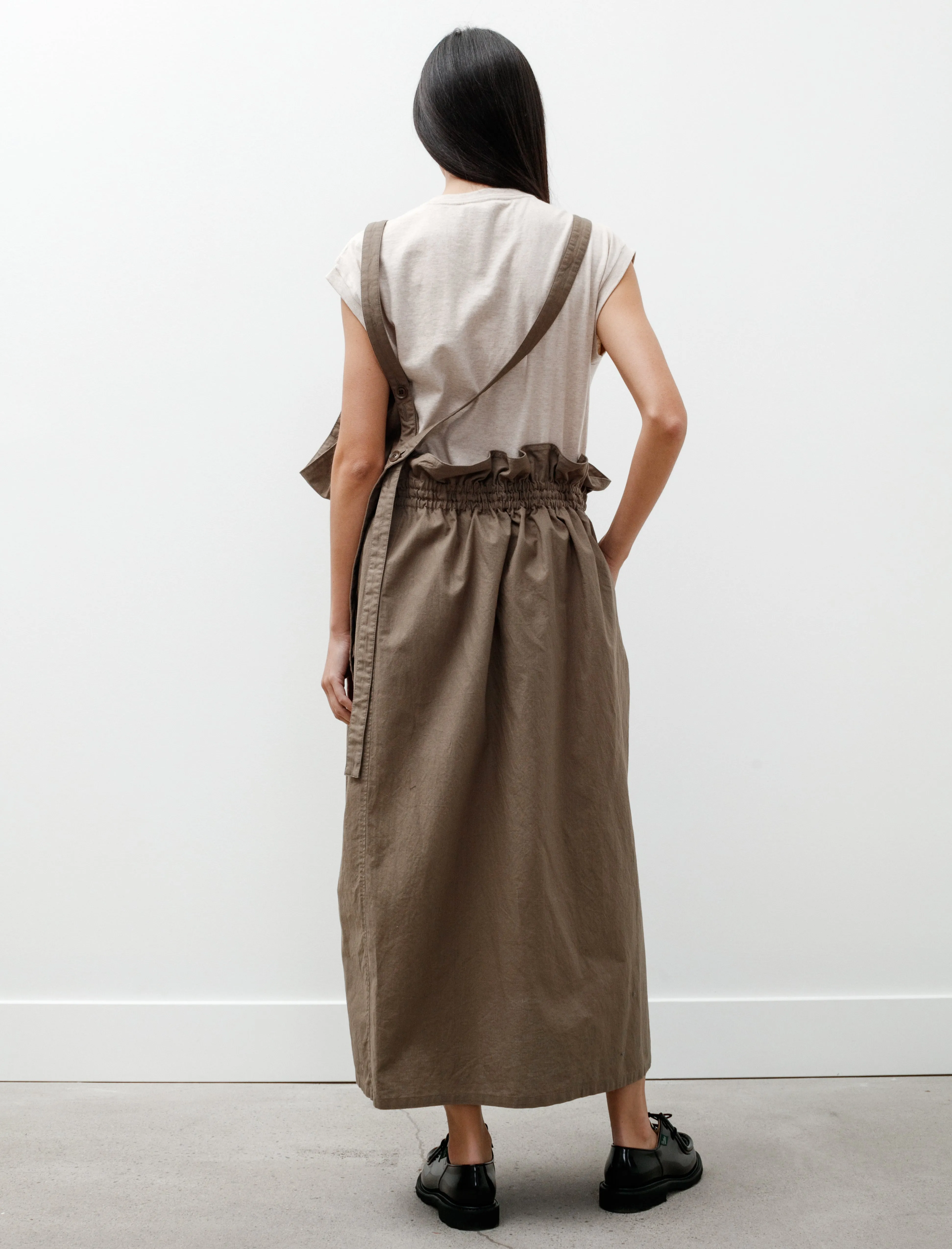 Twill Suspender Dress Khaki Beige