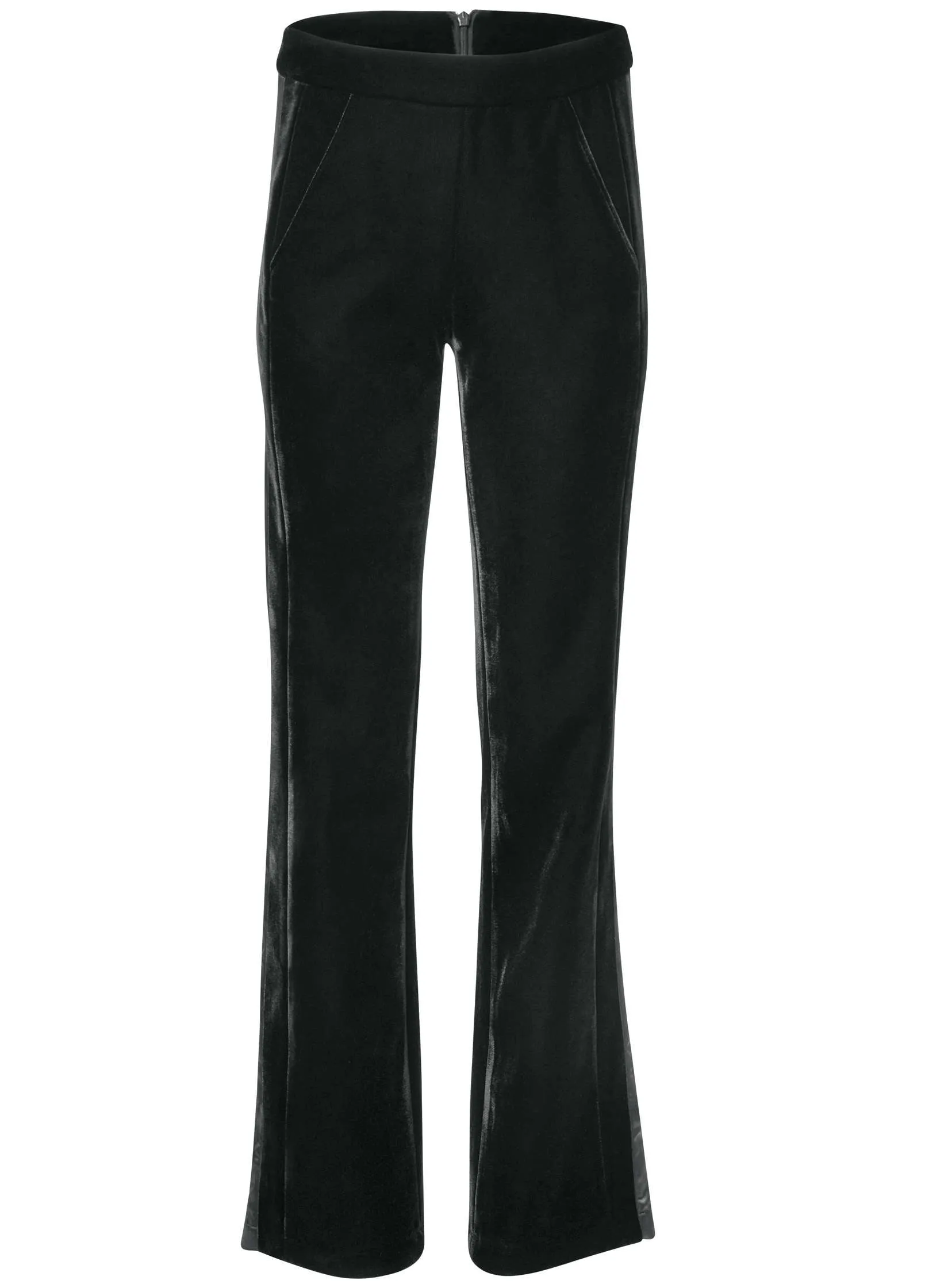 Velvet Satin Wide-Leg Pants  - Black