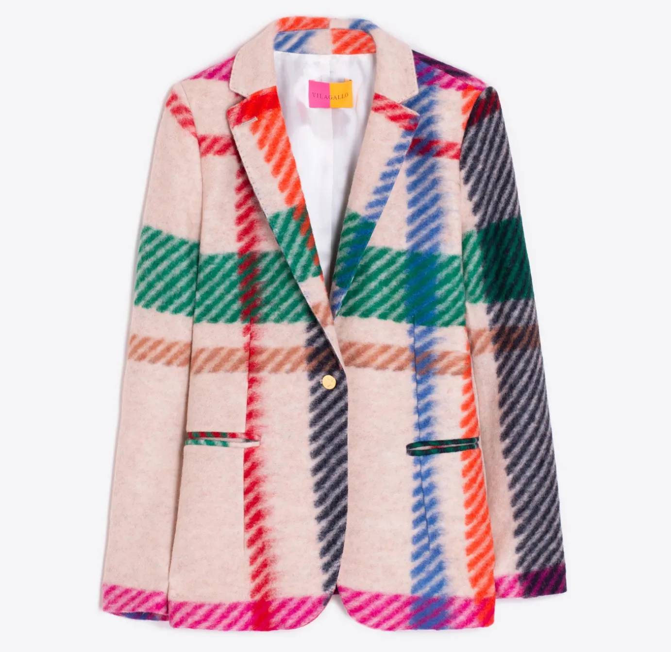 Vilagallo Jacket Hannah Camel Multi Plaid