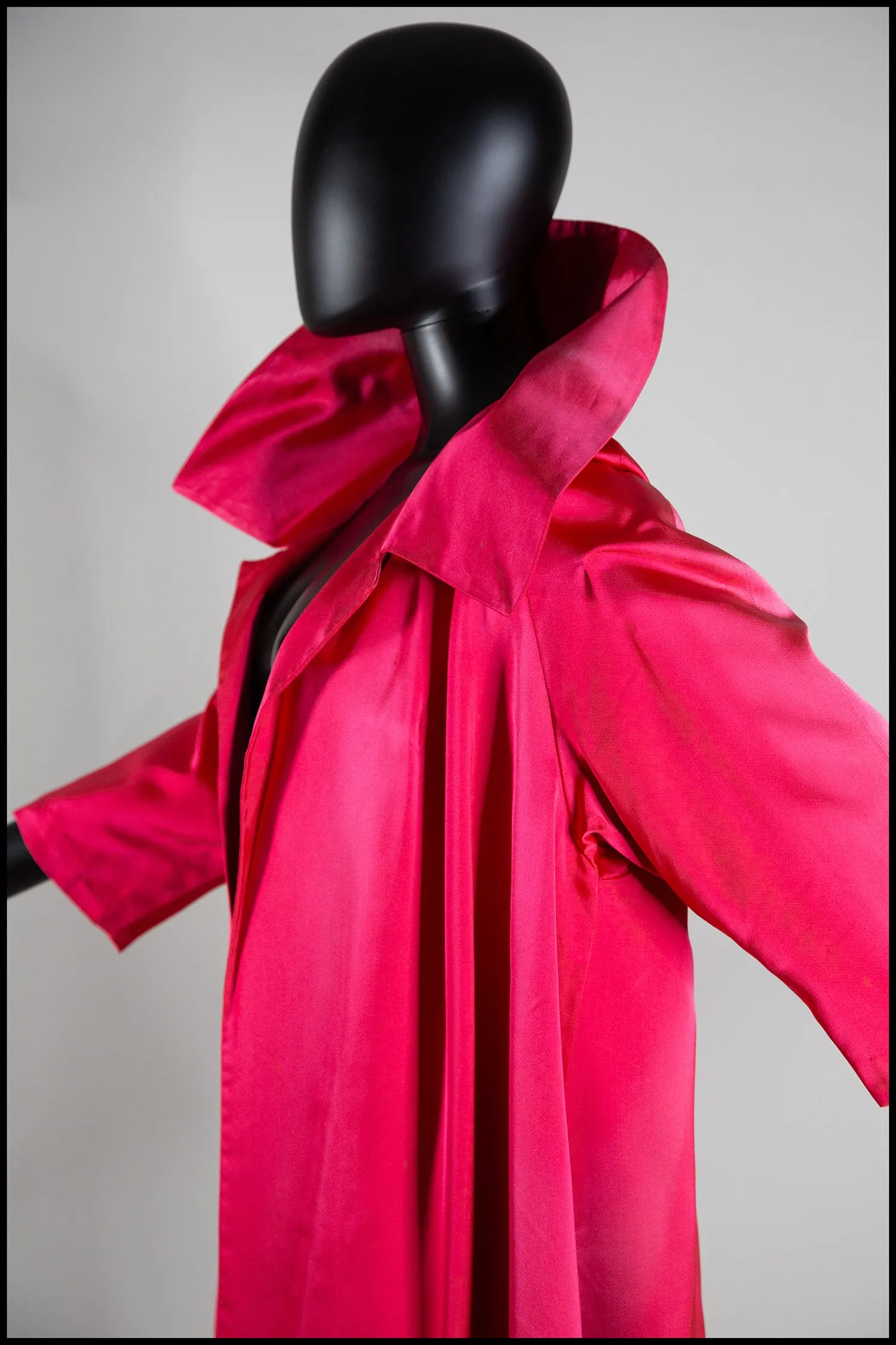 Vintage 1950s Shocking Pink Satin Evening Coat