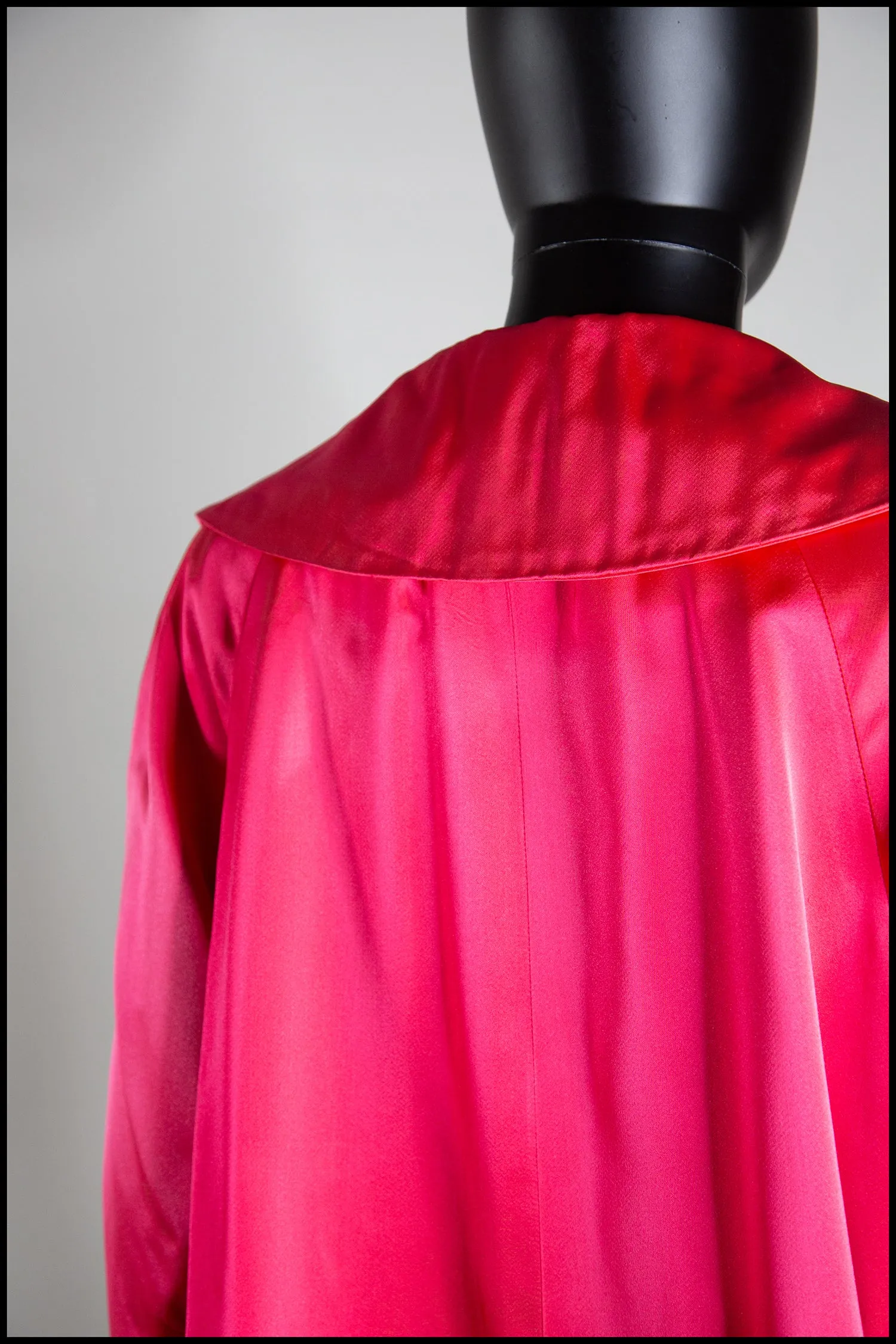 Vintage 1950s Shocking Pink Satin Evening Coat