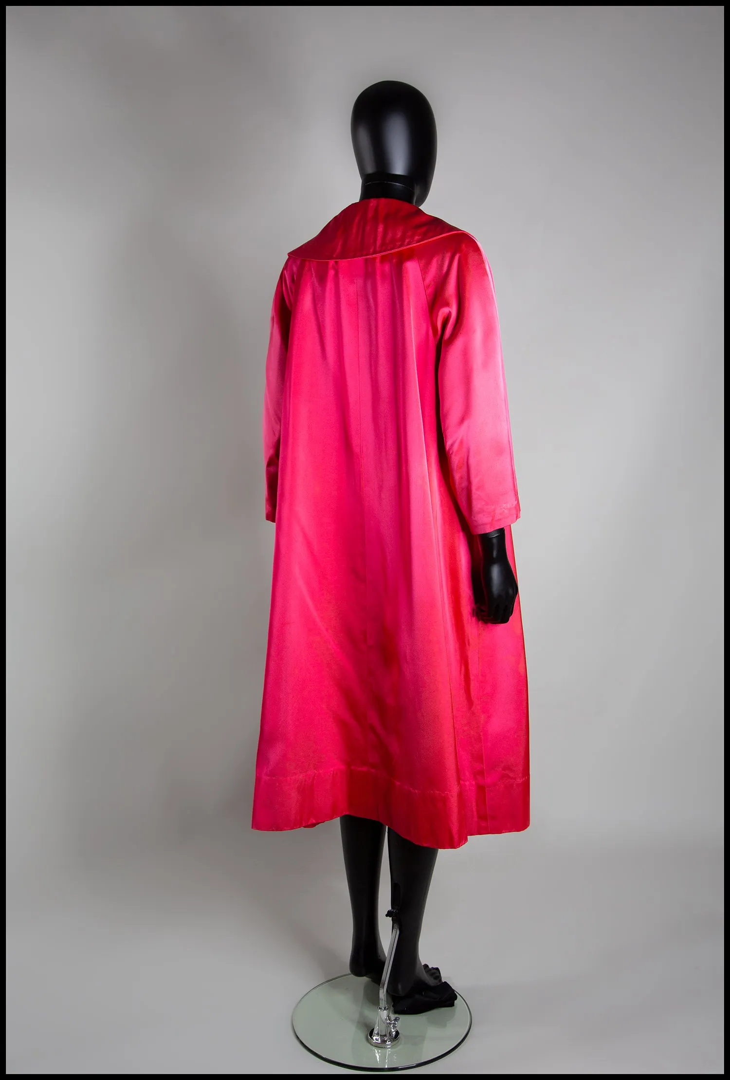 Vintage 1950s Shocking Pink Satin Evening Coat