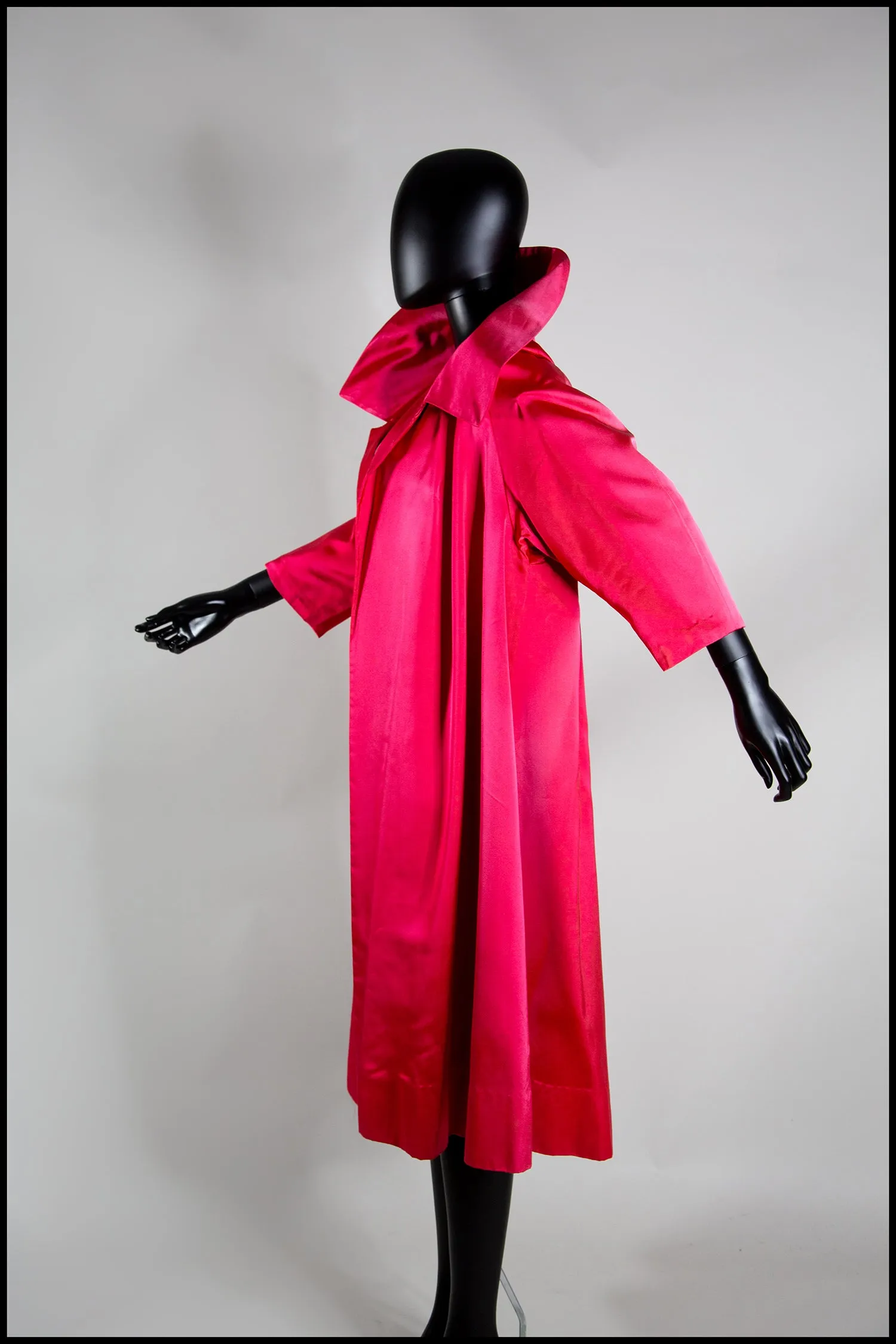 Vintage 1950s Shocking Pink Satin Evening Coat