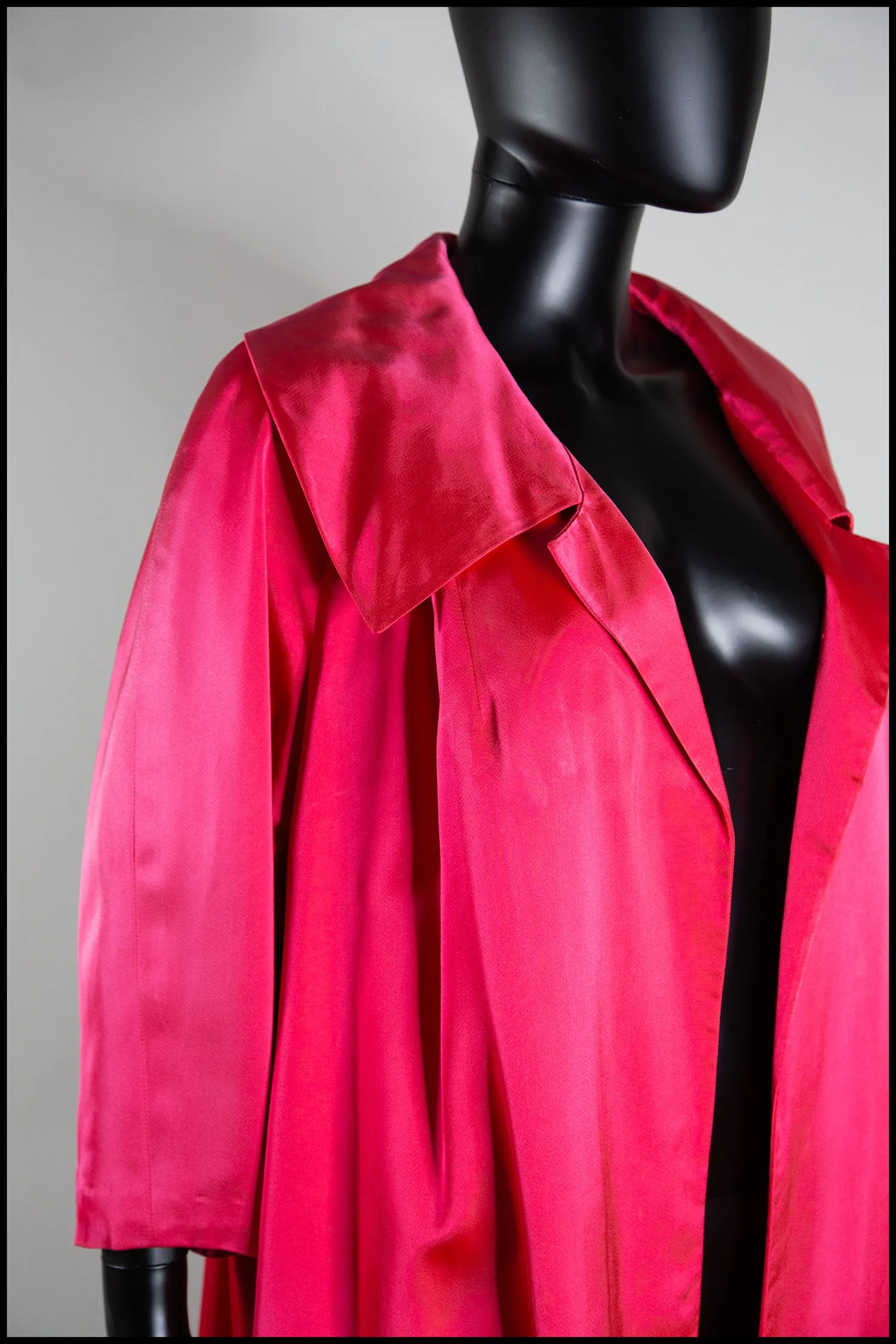 Vintage 1950s Shocking Pink Satin Evening Coat