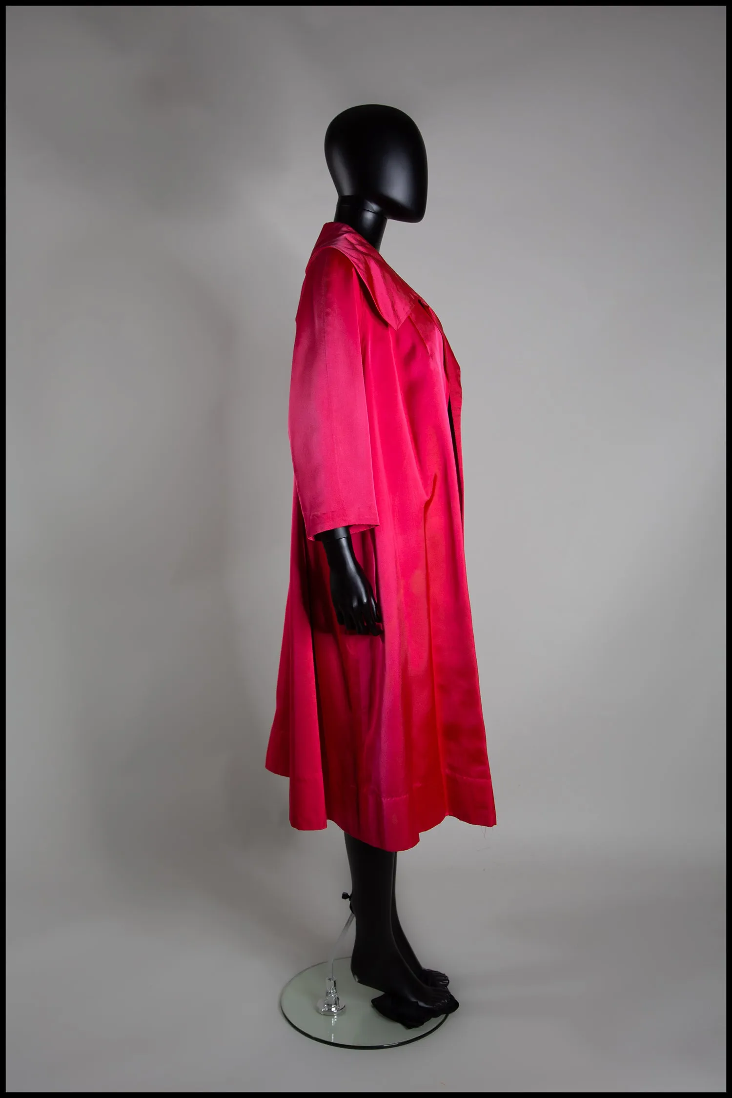 Vintage 1950s Shocking Pink Satin Evening Coat