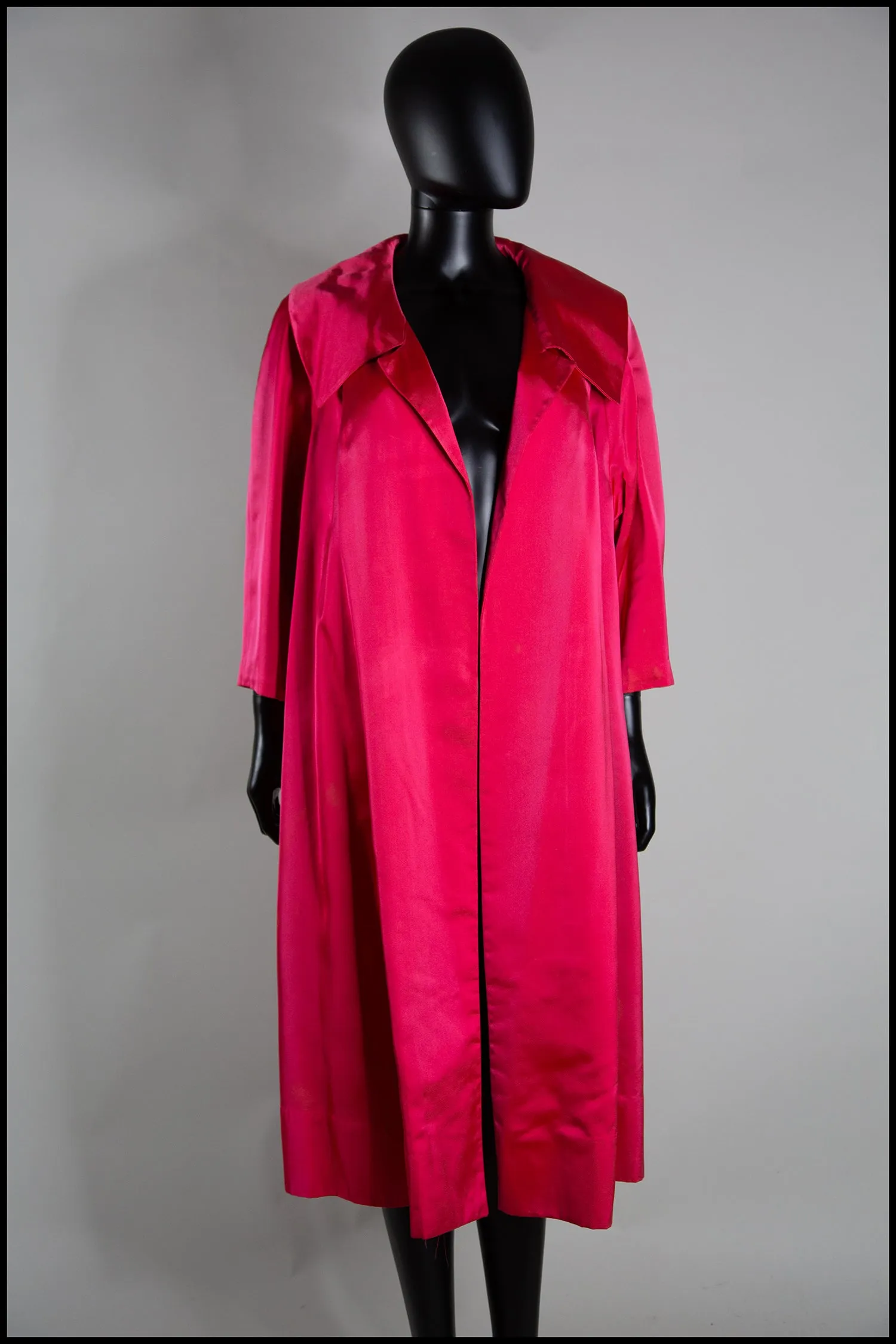 Vintage 1950s Shocking Pink Satin Evening Coat