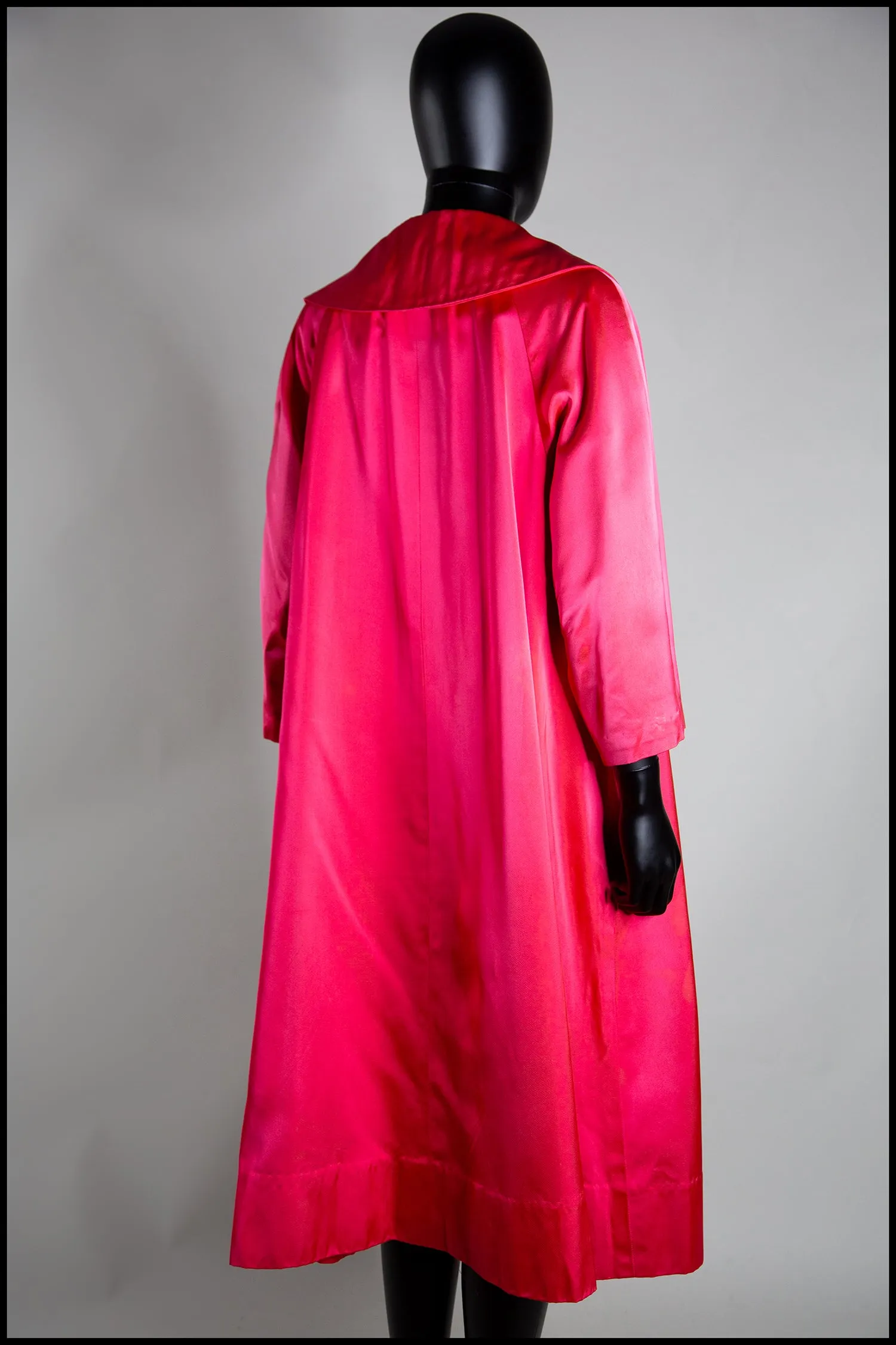 Vintage 1950s Shocking Pink Satin Evening Coat