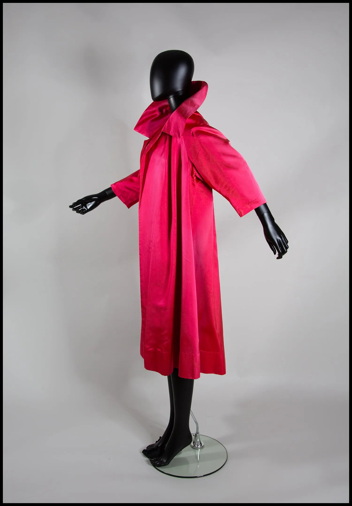 Vintage 1950s Shocking Pink Satin Evening Coat