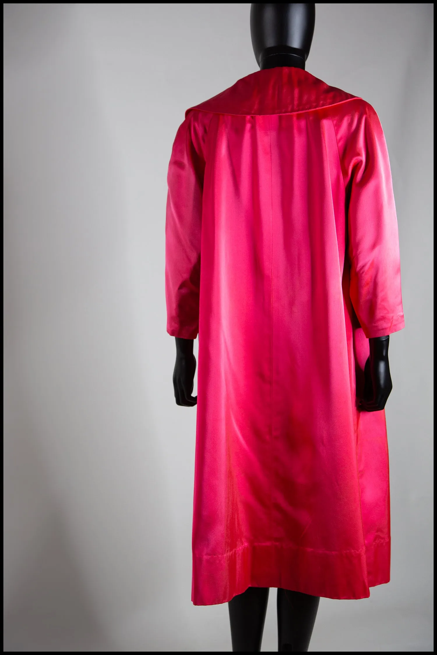 Vintage 1950s Shocking Pink Satin Evening Coat