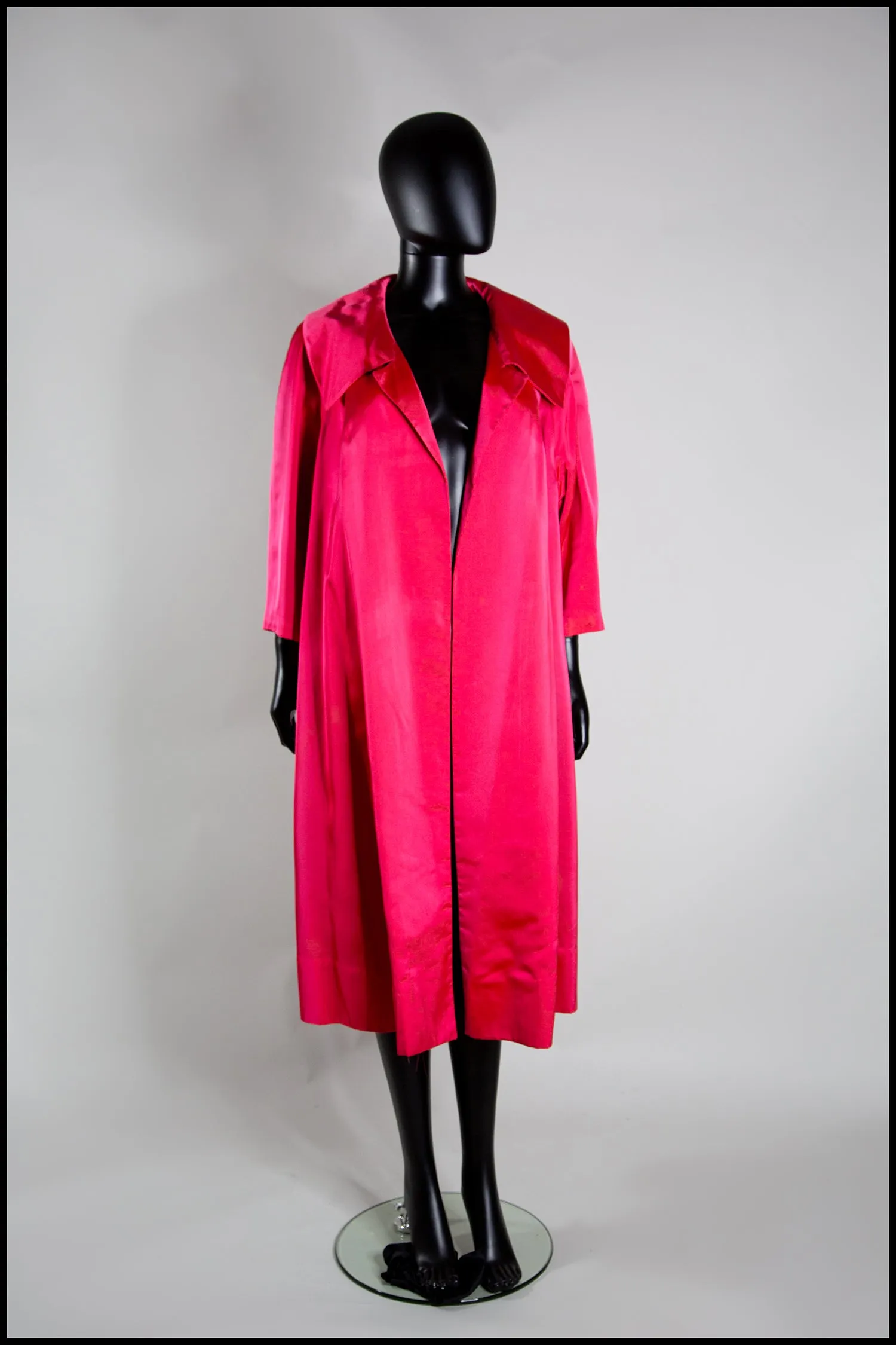 Vintage 1950s Shocking Pink Satin Evening Coat