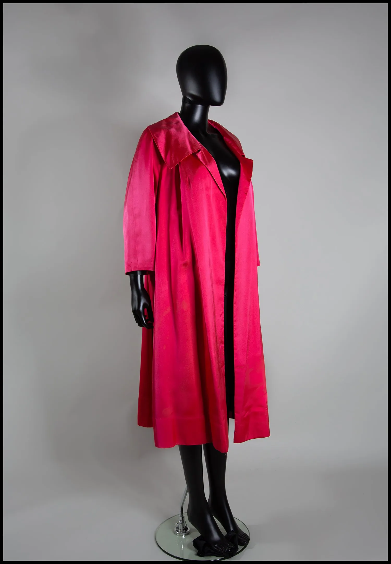 Vintage 1950s Shocking Pink Satin Evening Coat