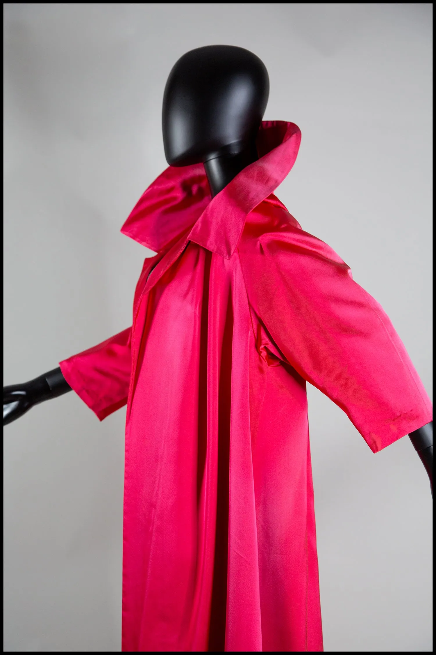 Vintage 1950s Shocking Pink Satin Evening Coat