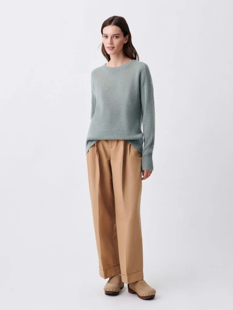 White   Warren - Cashmere Waffle Sweatshirt in Washed Sage