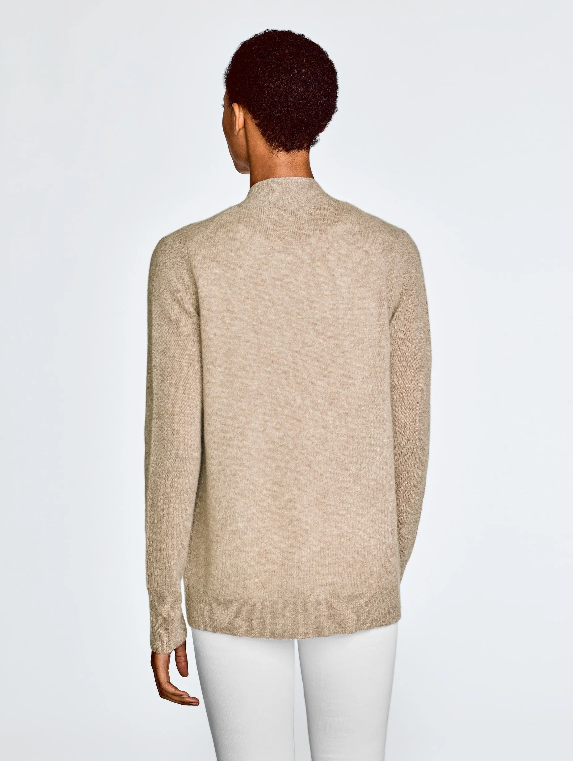 White   Warren - Rib Trim Cardigan in Cappucino Heather