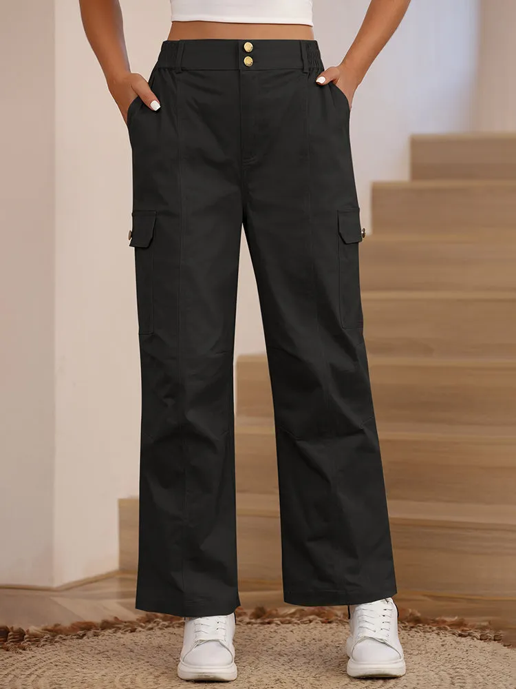 Women High Waist Cargo Pants Relaxed Fit Wide Leg Pants with Pockets