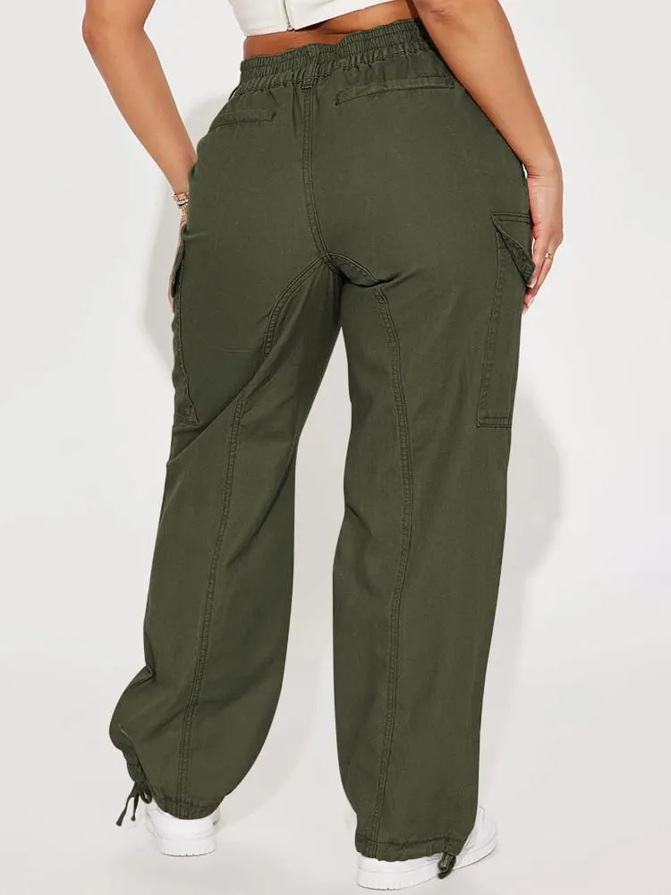 Women High Waist Cargo Pants Relaxed Fit Wide Leg Pants with Pockets