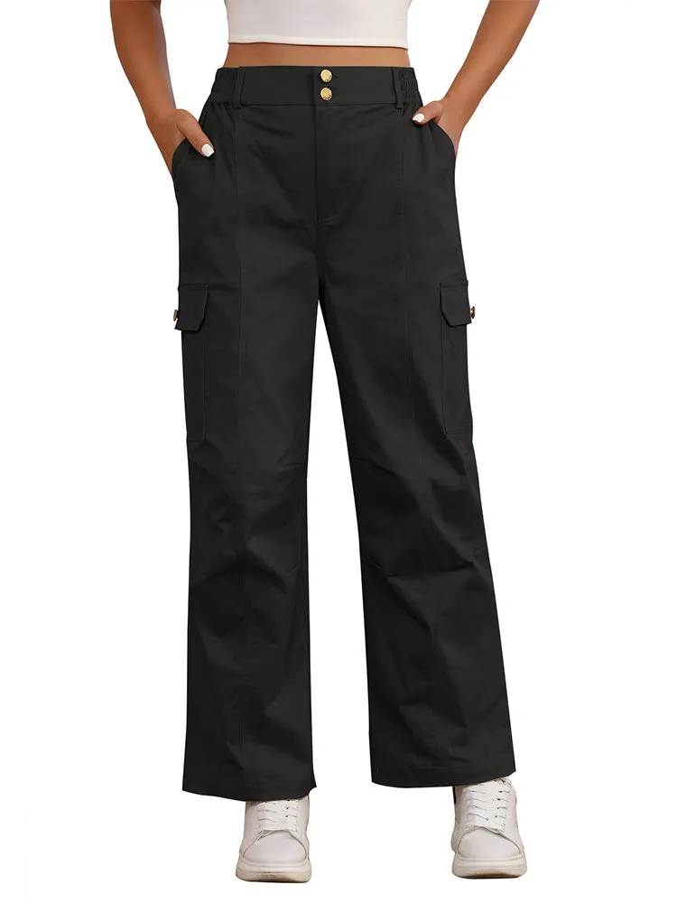 Women High Waist Cargo Pants Relaxed Fit Wide Leg Pants with Pockets