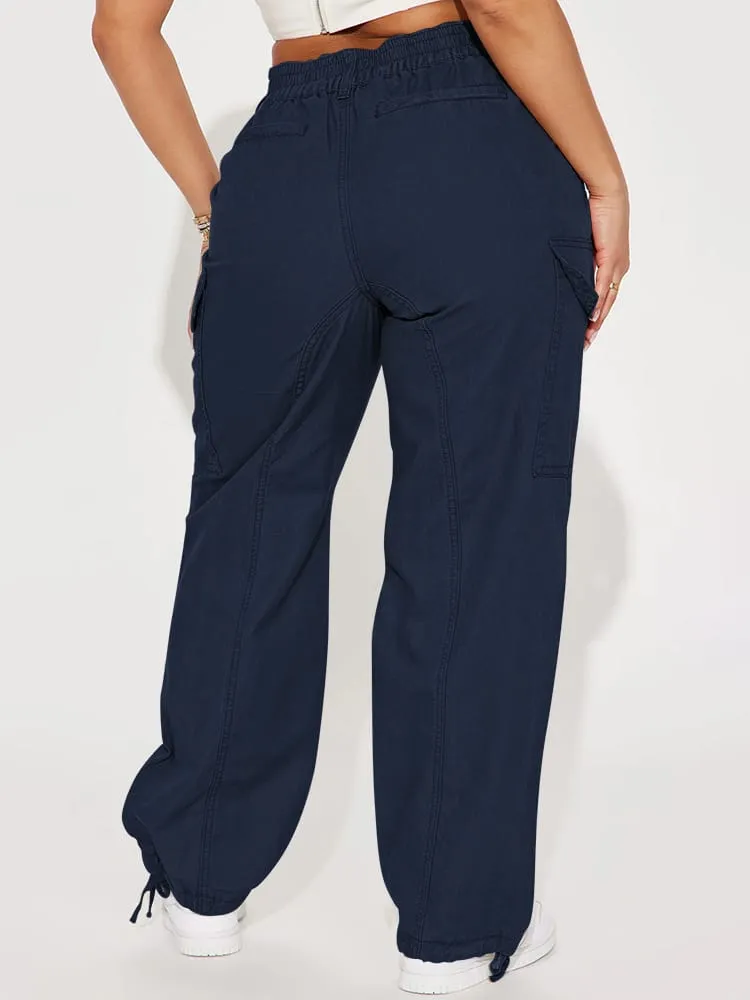 Women High Waist Cargo Pants Relaxed Fit Wide Leg Pants with Pockets