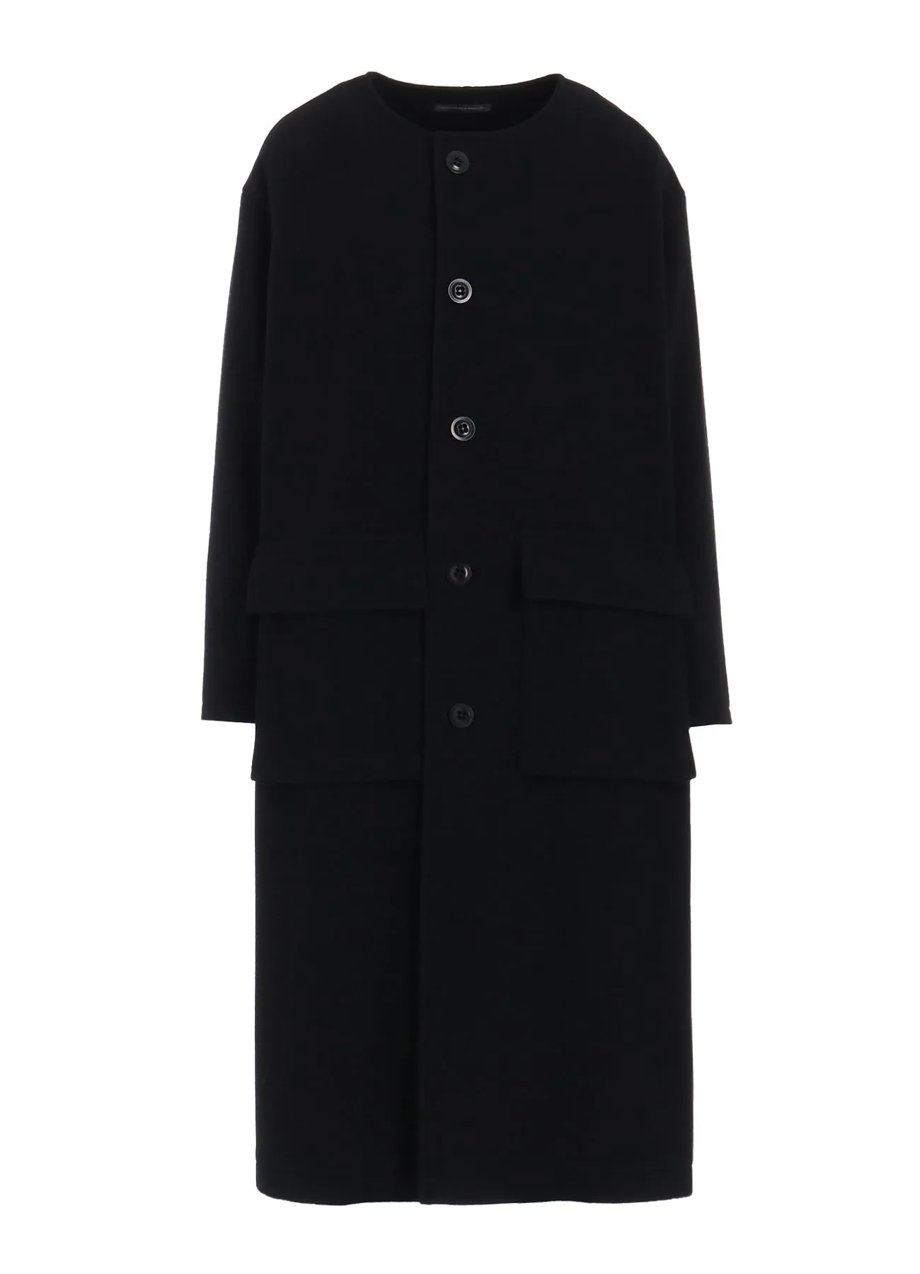 WOOL SINGLE MOSSER COLLARLESS COAT